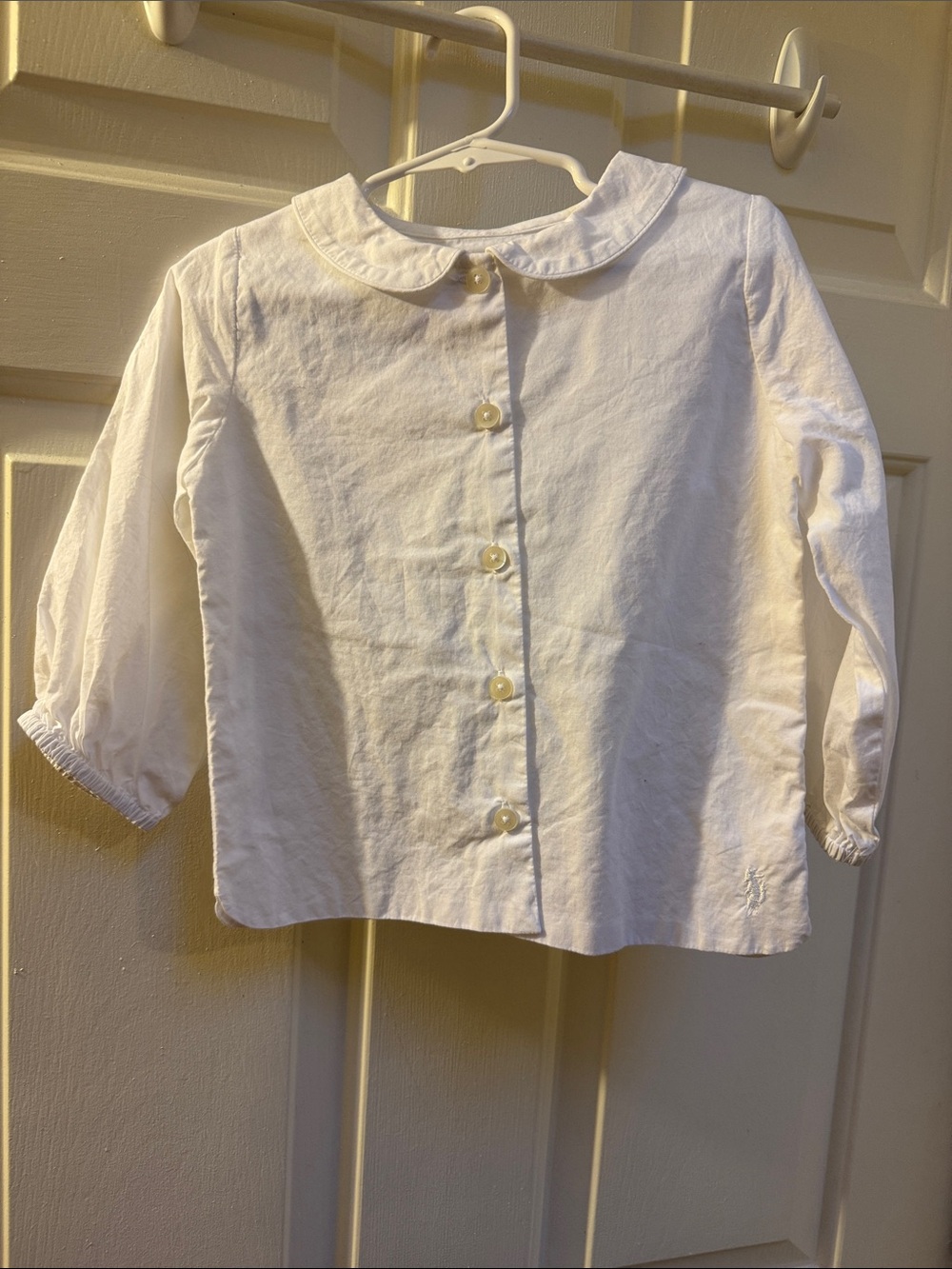 WDW 2T Peter Pan Collar White layering Top Puffy Long Sleeve blouse girls